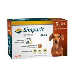Antipulgas Simparic 20 Mg Cães 5,1 A 10 Kg - 3 Comprimidos