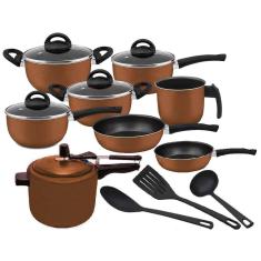 Conjunto de panelas teflon 08 peças cioccolato