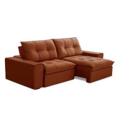 Sofá 3 Lugares Retrátil e Reclinável Argos Veludo Terracota
