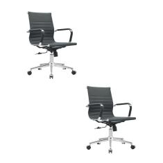 Kit com 2 Cadeiras para Escritório Diretor Manhattan Preto