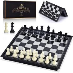 ColorGo Chess Set com tabuleiro de jogos de viagem magnética dobrável e 2 rainhas extras para crianças e adultos