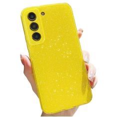 MINSCOSE Compatível com Samsung Galaxy S21 5G, linda cor neon brilhante, brilhante, fina, à prova de choque, capa brilhante de silicone para mulheres e meninas para Galaxy S21 6,2 POLEGADAS-Amarelo