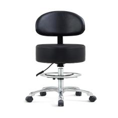 Banqueta com rodinhas ajustável em altura com suporte para as costas – Banqueta de cozinha com rodas para uso pesado com costas para salão, spa, massagem, tatuagem, esteticista – Banqueta extragrossa