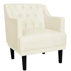 Poltrona Decorativa Clássica Suede Cores - DS Estofados, Marfim