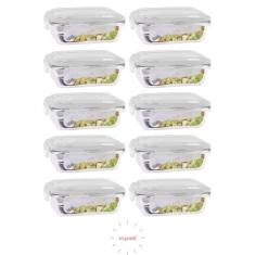 Conjunto 10 Pote 1040ml Hermético Vidro Marmita Com 4 Travas - Vari tu