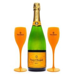 Champagne veuve clicquot brut 750ml + 2 taças de plástico exclusivas
