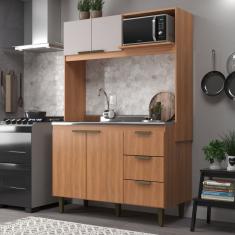 Cozinha Compacta Sofia 4 Portas e 3 Gavetas Freijó