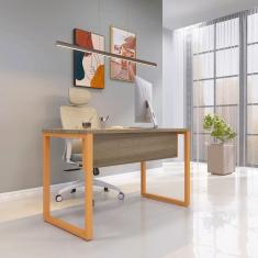 Mesa Madeira 134 X 60 Cm M134/60p25tub Natural/Laranja