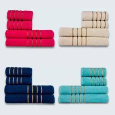 Jogo De Toalhas 16 P? Cole??o Montreal 100% Algod?o Rs+bg+az+vd