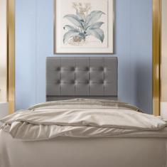 Cabeceira Solteiro 0,90m Atenas Suede Cinza Dal Poz Estofados