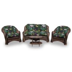 Conjunto de Sofá Fibra Sintética Melo - 1 Sofá 2 L + 2 Poltronas + 1 M