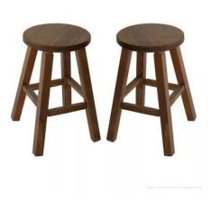 Kit 2 Banquetas Média Hardman Padrão Nogueira Assento Redondo - Hardma