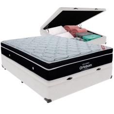Cama Box Baú Branco E Colchão Elegant Molas Ensacadas Casal Ortobom