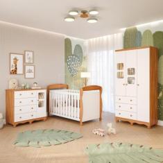 Quarto Bebê Completo Berço Americano Marquesa 3 em 1 Guarda Roupa 3 Po