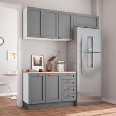 Cozinha Modulada 3 Peças com Tampo 2 Aéreos 1 Balcão CabeCasa MadeiraO