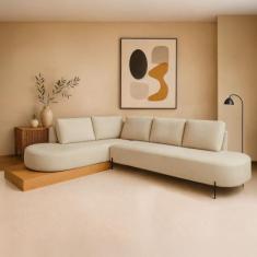 Sofá de Canto Boreal Base de Madeira Esquerdo Bouclé - Ecosono