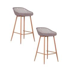 Kit 2 Banquetas Polipropileno e Aço Mônaco Média Fratini Cardo Camurça