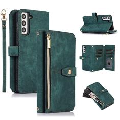 UEEBAI Capa carteira para Samsung Galaxy A15 4G/5G, 9 compartimentos para cartões, carteira de couro retrô à prova de choque com alça de mão, compartimentos para cartões, bolso com zíper, suporte,