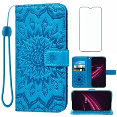 Capa de telefone para carteira T-Mobile Revvl 6 Pro 5G 2022 com protetor de tela de vidro temperado e capa flip fina de couro com suporte para cartão Tmobile Revel Tmo Revell T Mobile Rebel 6pro TCL
