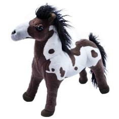 Cavalo Realista Marrom Branco Em Pé 48Cm - Pelúcia