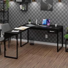 Mesa de Canto em L Escrivaninha com 1 Gaveta Industrial 135x150cm - Ne