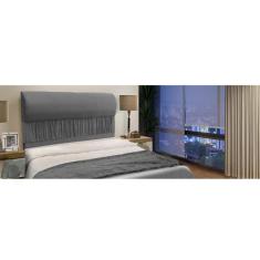 Cabeceira Casal 140cm Para Cama Box Vitória Suede Cinza - DS Móveis