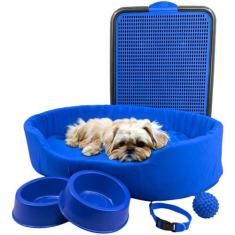 Kit Pet Médio Cama Europa Sanitário Comedouro Coleira Bola - Supri Pet