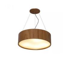 Lustre Pendente Redondo 70cm x 16cm em Madeira Imbuia - FOXLustres