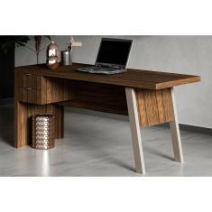 Mesa de Computador Solteiro ME4122 c/ 2 Gavetas Nogal/Fendi - Tecno Mobili