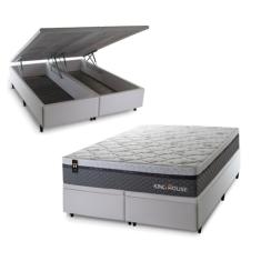 Conjunto Box Baú Benton Cinza 193x203x78 c/ Molas Ensacadas