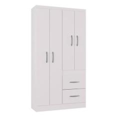 Guarda Roupa Solteiro Milão 4 Portas Branco Brilho  Poquema - Poquema 