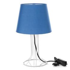 Abajur Torre Dome Azul Com Aramado Branco - MARRYLUZ