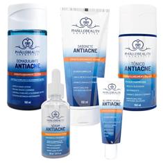 Kit Antiacne Phállebeauty Controle da oleosidade com Sabonete Tônico Sérum Demaquilante