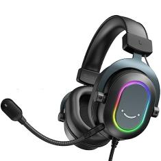 Fone de Ouvido RGB Dinâmico para Jogos, Headphone com Microfone, Som Sur
