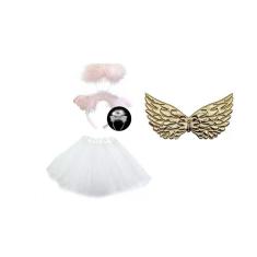 Fantasia Infantil De Anjo Com Asa Dourada Carnaval Festas