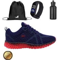 Tênis Masculino Flexível Kit Academia Caminhada + Relógio + Mochila + Garrafa D'água-Masculino