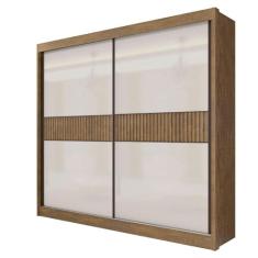 Guarda Roupa 2 portas Ripado Mdf Ypê e Off white