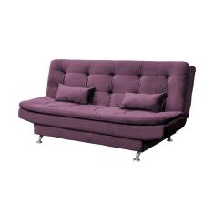 Sofá Cama Veludo 3 Lugares com 2 Almofadas Salomé Veludo/Rose