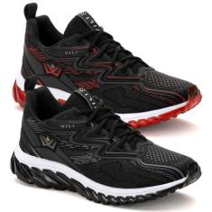 2 Pares Tênis Esportivo Masculino Olimp para Academia Vili, Preto, Pre