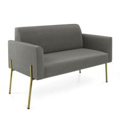 Sofá Namoradeira 2 Lugares Pé De Ferro Dourado Marisa Suede Grafite D0