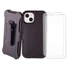 WallSkiN Capa para iPhone 13 Mini (5,4 polegadas) com 2 protetores de tela | Suporte de proteção contra quedas de grau militar de corpo inteiro resistente | Coldre para cinto masculino com suporte de