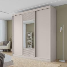 Guarda Roupa Casal 3 Portas de Correr 1 Porta com Espelho Samambaia Cabecasa Madeiramadeira