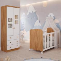 Quarto de Bebê Completo Uli Berço Americano Guarda Roupa 2 Portas 3 Ga