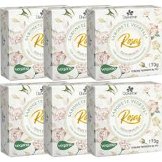 6UN Sabonete Vegetal Rosas Brancas 170G Davene
