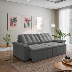 Sofá Cama Retrátil e Reclinável 4 Lugares 280cm Veludo com Molas Palme