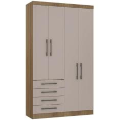 Guarda Roupa Modulado 134,50cm 4 Portas E 4 Gavetas Paris Luciane Móveis Avelã Pf Com Cinammon Pf