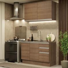 Cozinha Compacta Madesa Glamy 120003 com Armário e Balcão (Sem Tampo e Pia) - Rustic