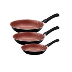 Jogo de Frigideiras Tramontina Caribe com Revestimento Interno em Antiaderente Starflon Max e Externo de Poliéster Preto 03 Peças