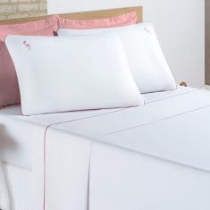 Jogo De Cama Lençol Joana Casal Padrão Tecido Algodão 200 Fios 04 Peças - Branco