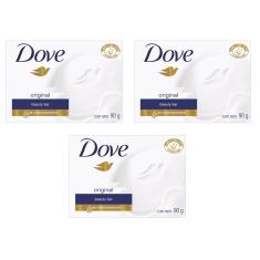 Kit com 3 Sabonete Barra Hidratante Dove Original 90g